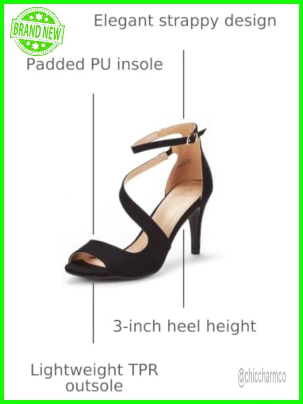 Open Toe Stiletto Heeled Sandals with Ankle Strap, Cushioned Insole for Formal